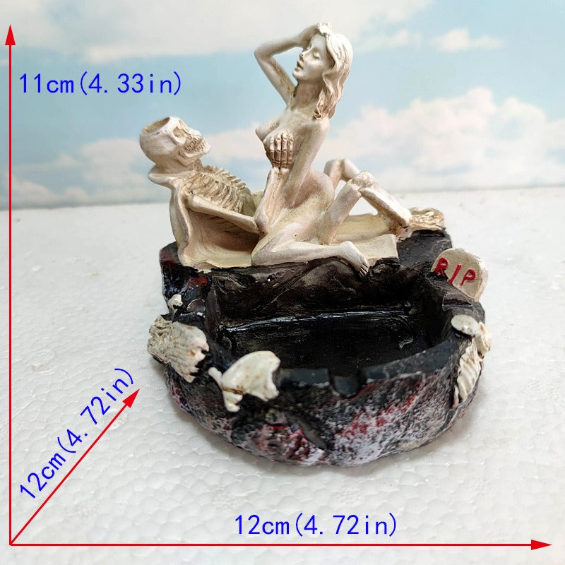 Halloween beauty skeleton goat Ashtray resin handicraft home decoration
