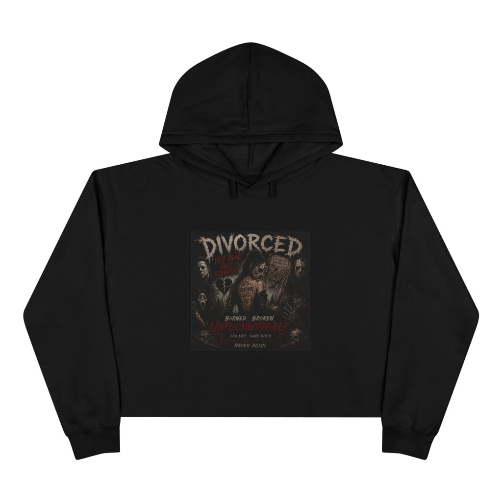 Divorced Movie Poster Crop Hoodie — Retro Horror Graphic Crop Top