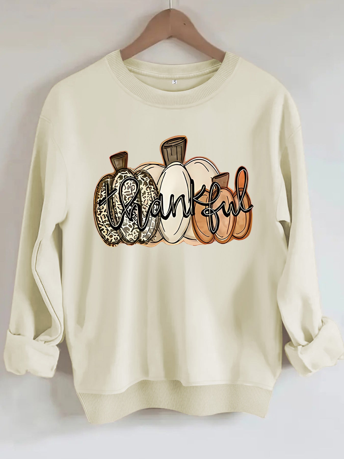 Pumpkin and letter Halloween long sleeved hoodie for women