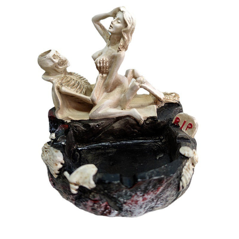 Halloween beauty skeleton goat Ashtray resin handicraft home decoration