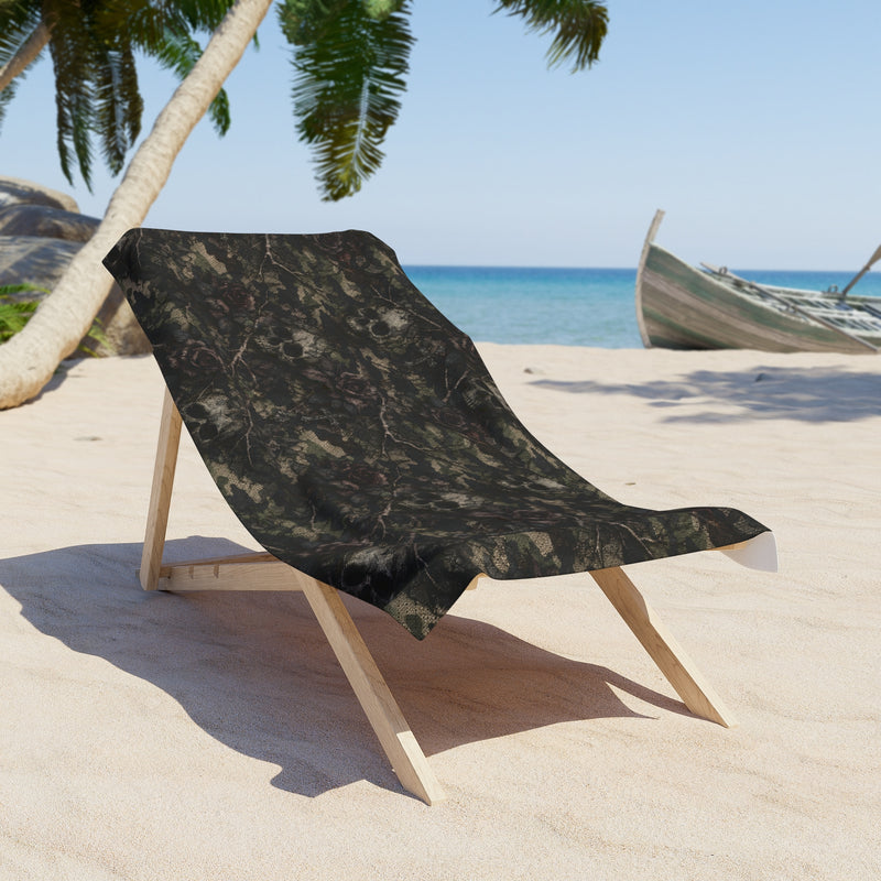 Skull Camo Beach Towel — Dark Skull Camouflage Summer Towel "Gothic Woodland Camo"