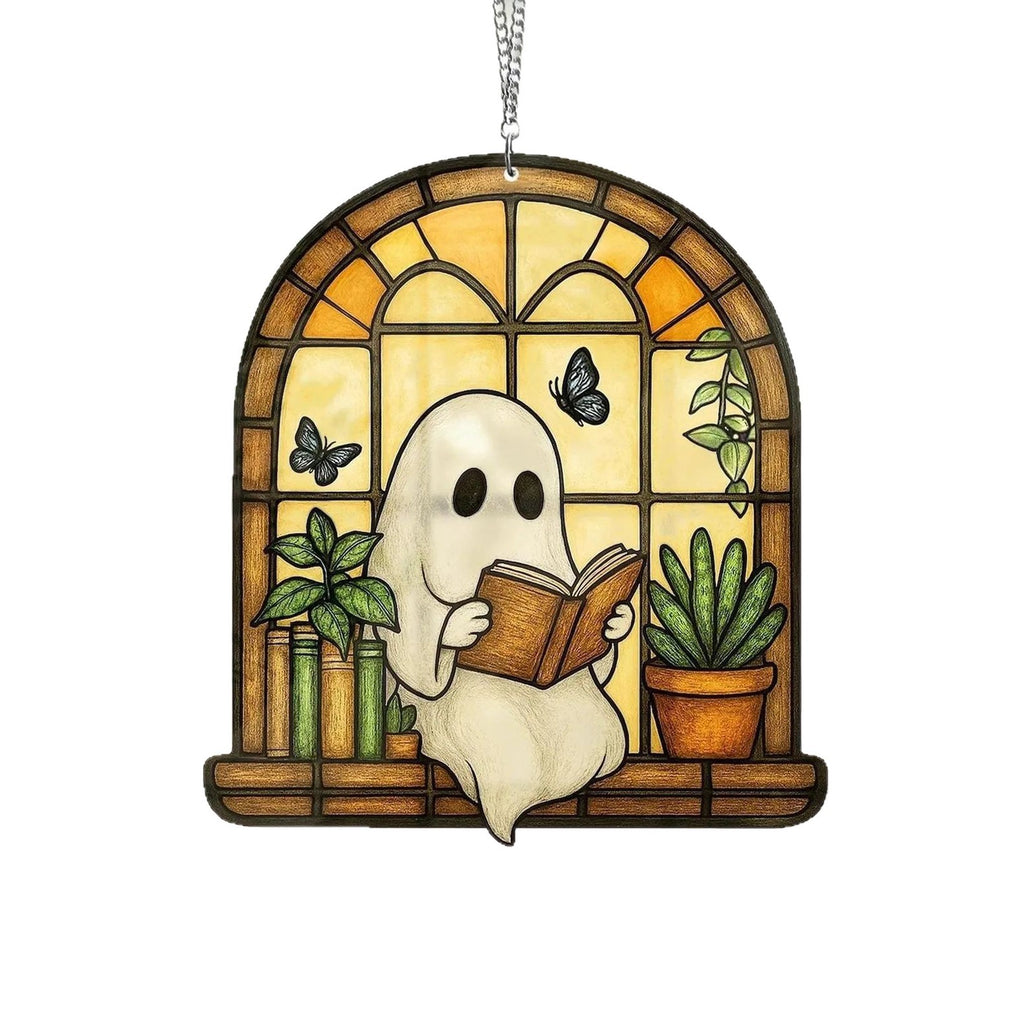 Halloween Decoration Ghost Reading Light Catcher Hanging Ornament Craft Pendant