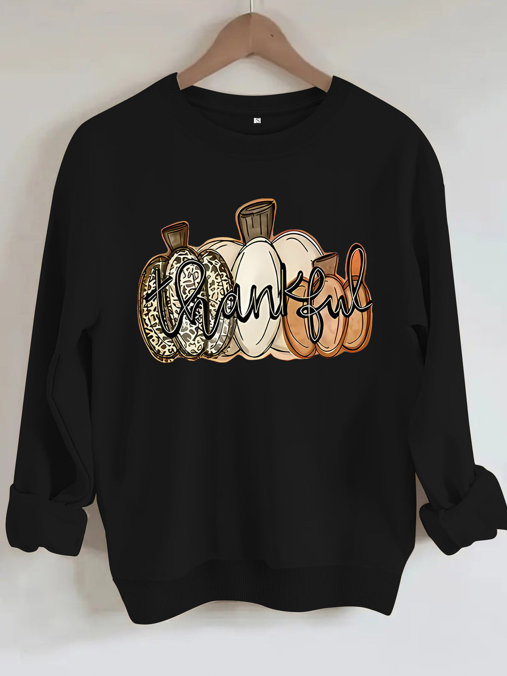 Pumpkin and letter Halloween long sleeved hoodie for women