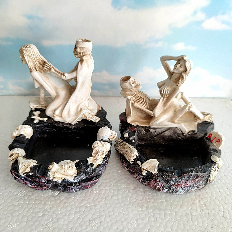 Halloween beauty skeleton goat Ashtray resin handicraft home decoration