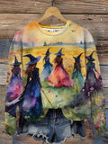Art graffiti skeleton Halloween round neck loose hoodie