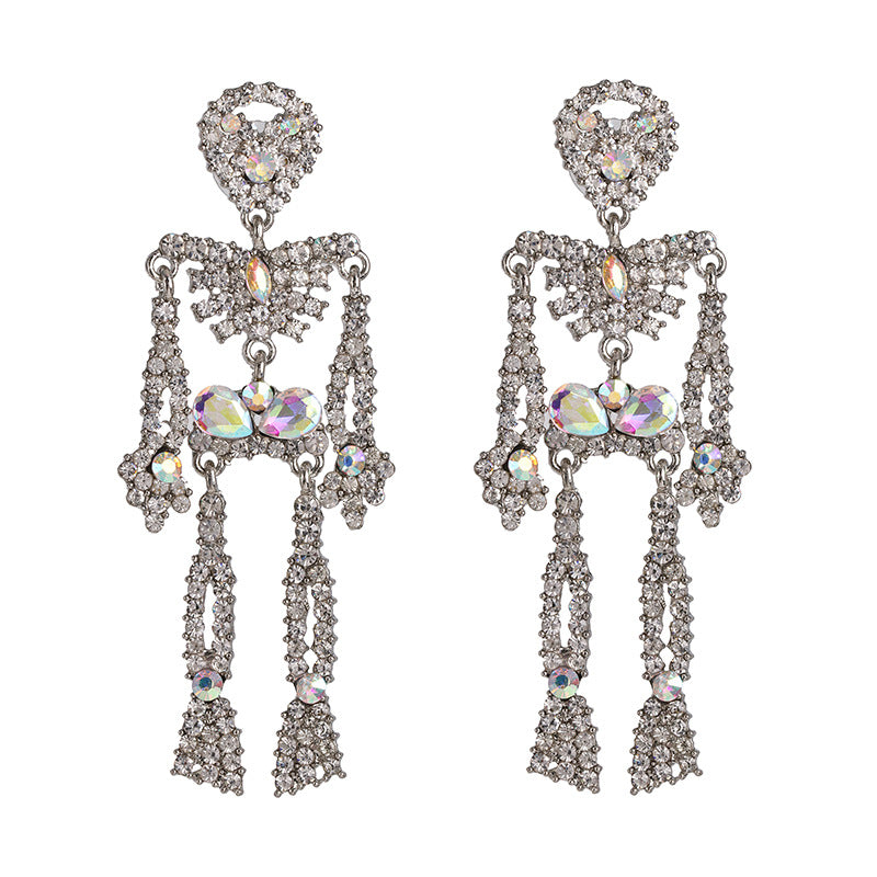 Fashion Halloween Diamond Stud Earrings Skull Stud Earrings Jewelry