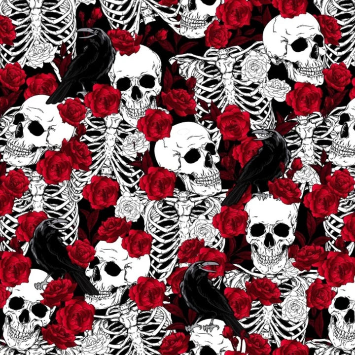 Bones and Roses Halloween Cotton Fabric